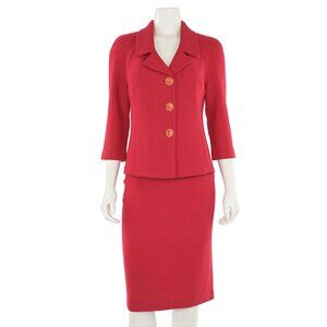 St. John 2Pc Textured Jacket & Skirt Suit in Soft Red sz 6